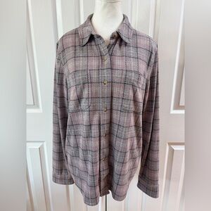 Faherty Lavender and Gray Thick Button Up Flannel Shirt Size XL